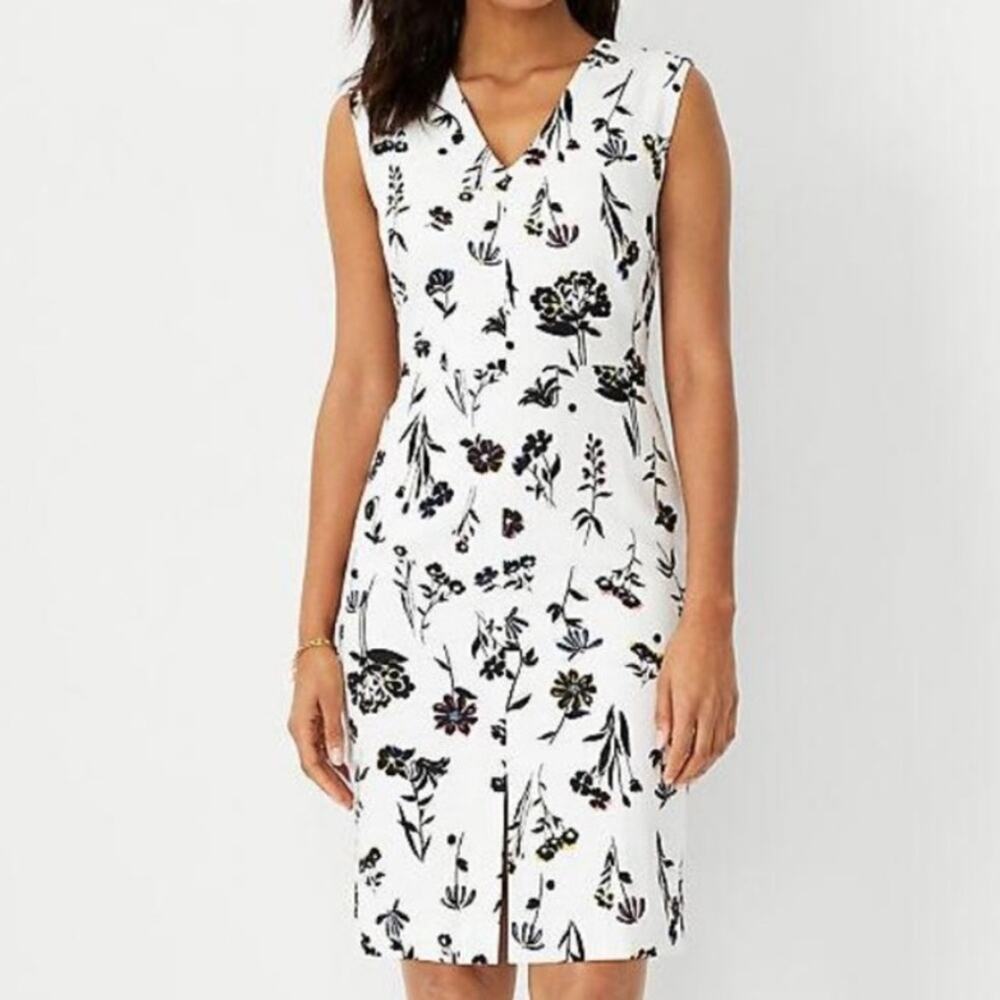 Ann Taylor Floral Double V Sheath Dress Size 0P